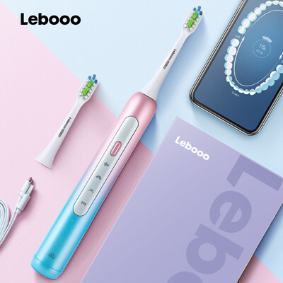 

Lebooo Sonic electric toothbrush Bluetooth smart couple models 2 brush heads cherry blossom color