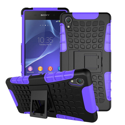 

Fivice sony Z2 Case TPU anti-fall tire pattern back clip bracket phone case