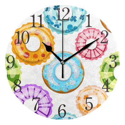 

Wall Clock Arabic Numerals Design Colorful Swim Rings Round