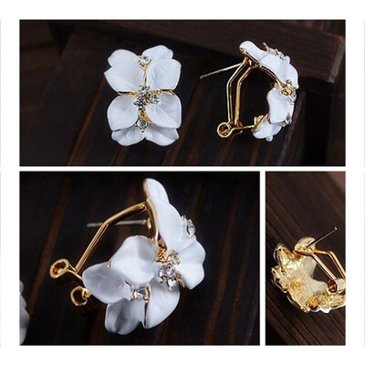 

MyMei Cute Lady Flower Crystal Ear Stud Earrings Jewelry Rhinestone Fashion 2 Pairs