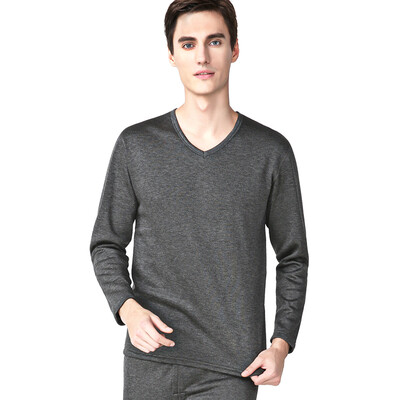

Yalu thermal underwear men thickening plus velvet autumn clothes long pants suit de velvet thick thermal underwear lovers suit male V-neck dark gray L