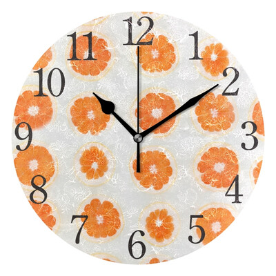 

Wall Clock Arabic Numerals Design Orange Pattern Round