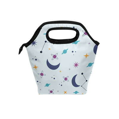

Lunch Tote Bag Star Moon Travel Picnic Insulated Lunch Handbags Portable Zipper Lunch Bag Box