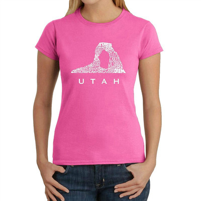

Womens Word Art T-Shirt - Utah- LA Pop Art