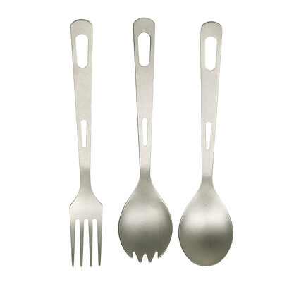 

3PCS Titanium Flatware Kit Pocket Fork Spoon Spork Tableware Set Home Kitchen Camping Picnic Hiking Travel Cutlery Set