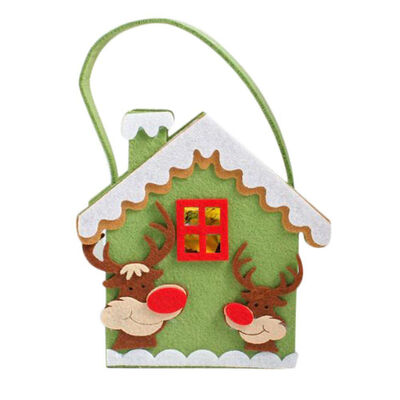 

UpperX Christmas candy bags Candy Gift Bag Biscuit Gift for children Christmas House Pattern Christmas Party Decor Baggreen&brown