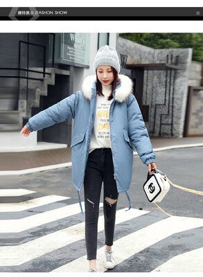

Down cotton womens loose long winter new cotton jacket Korean version of the bread thick coat