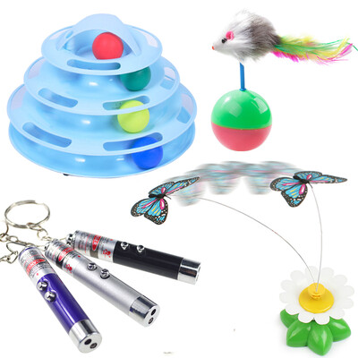 

Parrot pet toy cat toy funny cat stick funny cat toy kitten cat toy 4 piece set color random