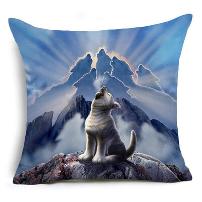 

Animal Cushion Cover Mother&son style Affection wolf dog zebra Pillow Covers for Sofa seat square housse de coussin Cojines