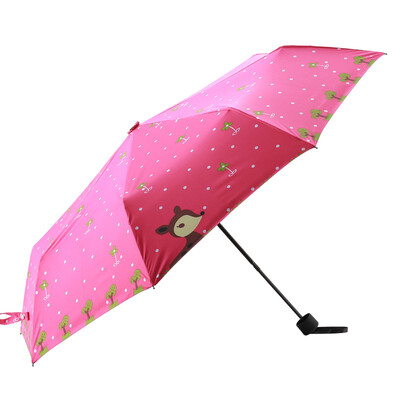 

MAYDU cartoon print manual 3 folded umbrella rainysunny umbrella
