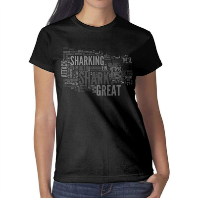 

3D Shark Teeth Womens Black t Shirts Cool Womens Ladies Cotton t-Shirts
