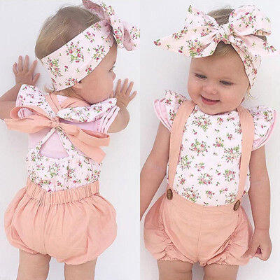 

UK Seller Newborn Baby Girls Cotton Romper Jumpsuit Bodysuit Clothes Outfits