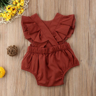 

Newborn Baby Kid Girl Sleeveless Ruffle Romper Jumpsuit Bodysuit Clothes Set AU