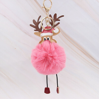 

Cute Christmas Gift Deer Keychain for Women Pom Pom Ball Keychains