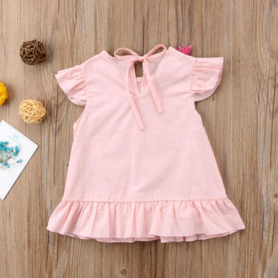 

Sweet Kids Baby Girls 3D Flowers Princess Ruffle Dress Summer Embroidery Clothes