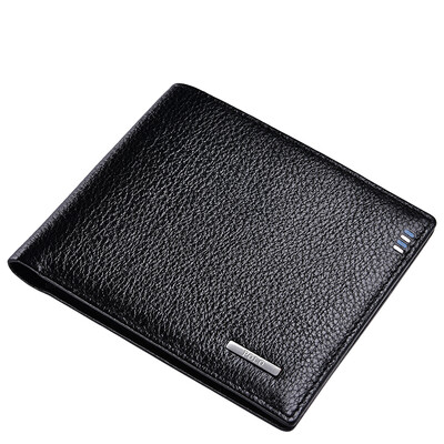 

POLO men lychee pattern money chuck layer of leather short paragraph wallet 020602 black vertical section