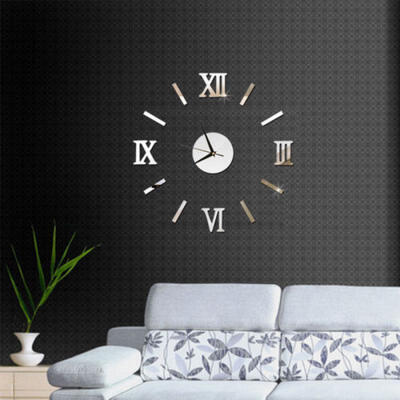 

3D DIY Wall Clock Home Modern Decoration Crystal Mirror Vinyl Art Sticker Decals