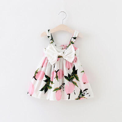 

Summer Infant Baby Girls Floral Dress Lemon Print Bowknot Sundress Clothes 0-3Y