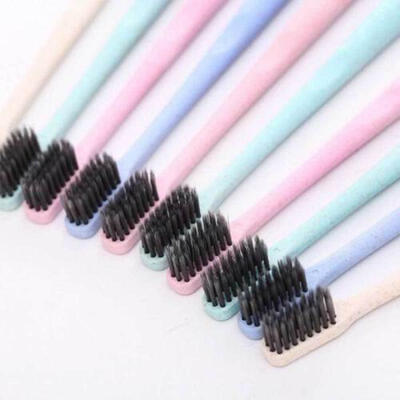 

10Pcsset Portable Travel Wheat clean Toothbrush Soft Bamboo Charcoal health