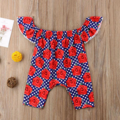 

Toddler Girls Summer Off Shoulder Romper Fashion Floral Jumpsuit Playsuit 1-4Y