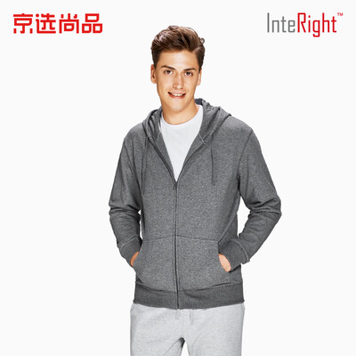 

INTERIGHT sweater mens hooded cardigan terry sweater coat dark flower gray