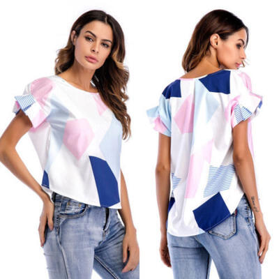 

Fashion Women Ladies Summer Loose Short Sleeve Casual Shirt Tops Blouse T Shirts