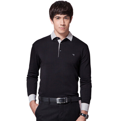 

Qipai (SEVEN) Мужская футболка мужской хлопок цельный цвет досуг POLO рубашка 111T50090 09 черный 180