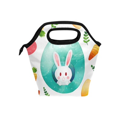 

Lunch Bag White Rabbit Tote Travel Picnic Insulated Handbags Portable Zipper Lunch Bag Box