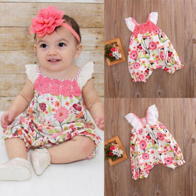 

AU Stock Newborn Toddler Baby Girls Lace Floral Romper Bodysuit Jumpsuit Outfits