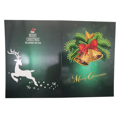 

UpperX 5D DIY Diamond Painting Cartoon Merry Xmas Card Paper Greeting Postcards Crafts Kids Festival Greet CardsChristmas bells