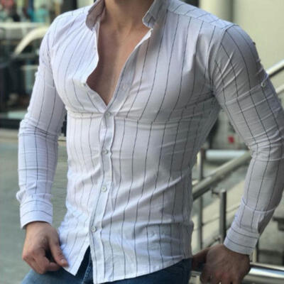 

Mens Long Sleeve Button Dress Shirt Tops Slim Fit Luxury Business Formal Shirts