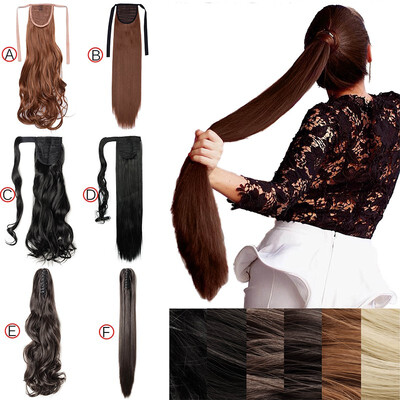 

3 Types Ponytail Extensions One Piece Claw Jaw Pony Tail Clip in Hair Extensions Curly Long Straight Soft Silky