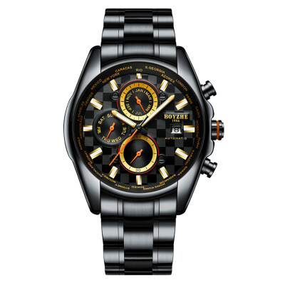 

BOYZHE WL018-G Watch Brand Luminous Waterproof Business Full-automatic Mechanical Men Stainless Steel Wrist Watch with Gift Box