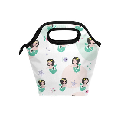 

Lunch Bag Tote Bag Mermaid And Fishes Travel Picnic Organizer Lunch Holder Handbags Lunch Bag Box for Office