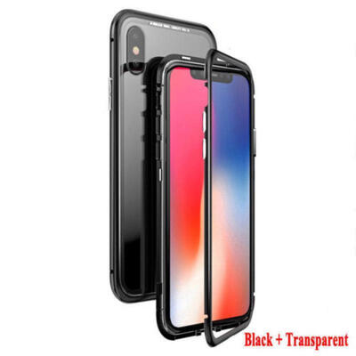 

For iPhone X 7 8 Plus Magnetic Adsorption Metal Tempered glass Back Case Cover