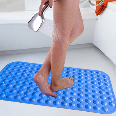 

Li home bathroom PVC mat non-slip simple and durable mat solid color stone blue 36 * 68cm