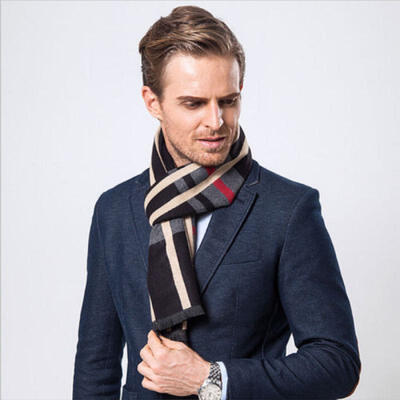 

Men Business Cashmere Scarf Plaid Neck Wrap Autumn Winter Warm Xmas Gift Fashion