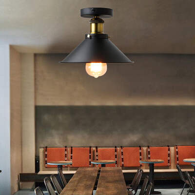 

Ever-Flower Retro Industrial Metal Flush Mount Ceiling Light for Bedroom Hallway Entry Painted Finish