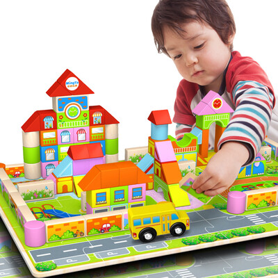 

MING TA MTW-013-3 128-pieces wooden building block educational toy