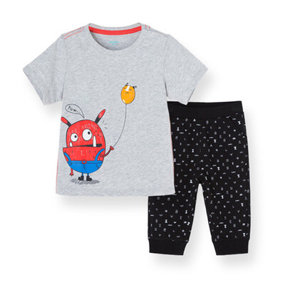 

Balabarra BALABALA boy set male boy summer short sleeve pants two suit 28192151111 light gray 90