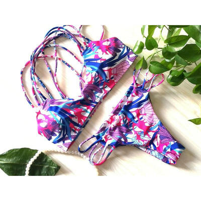 

2017 Women Swimwear Bandage Bikini Set Push-up Padded Bra Bathing Suit Swimsuit