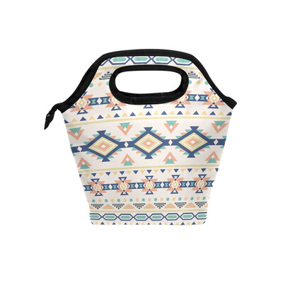 

Insulated Lunch Tote Bag Retro Pattern Travel Picnic Lunch Handbags Portable Zipper Lunch Bag Box
