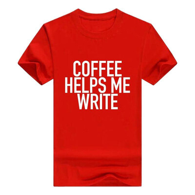 

Coffee Helps Me Write - Funny Writers Slogan Men Cotton T-Shirt