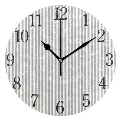 

Wall Clock Gray Stripes Round Wall Clock Arabic Numerals Design