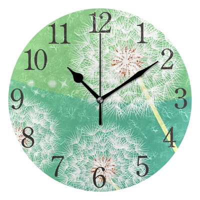 

Wall Clock Arabic Numerals Design Dandelion Pattern Round