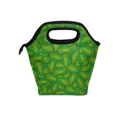 

Lunch Bag Tote Bag Green Leaves Travel Picnic Organizer Lunch Holder Handbags Lunch Bag Box
