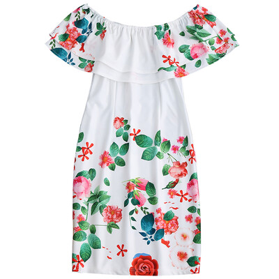 

Floral Print Off The Shoulder Sheath Dress