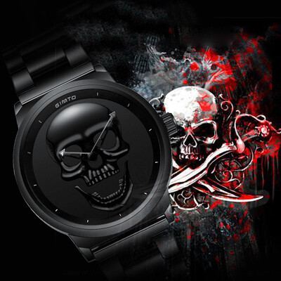

Fashionable Cool 3D Skull Pattern Watch Personality Waterproof Steel Belt Quartz Wristwatch Simple&Elegant