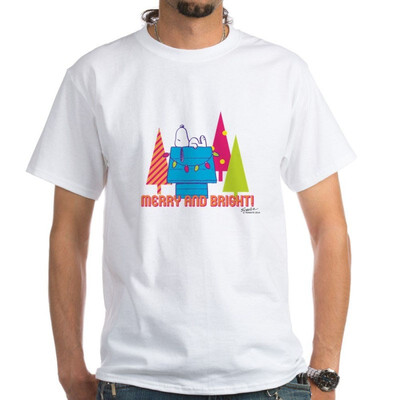 

CafePress - Snoopy Merry&Bright White T-Shirt - 100 Cotton T-Shirt White