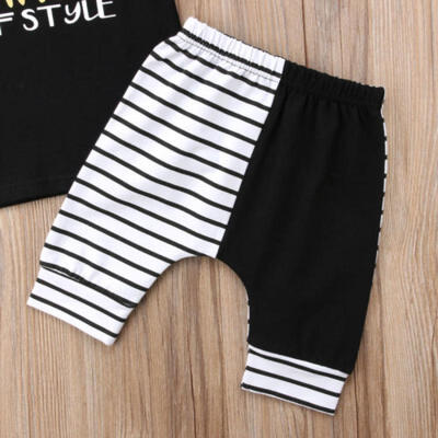 

Toddler Kids Baby Boys Summer Tops T-shirt Striped Harem Pants Outfits Clothes